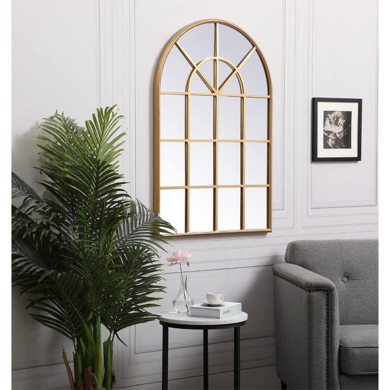 Elegant Lighting Metal windowpane mirror 28 inch in in x 41 inch in in Brass