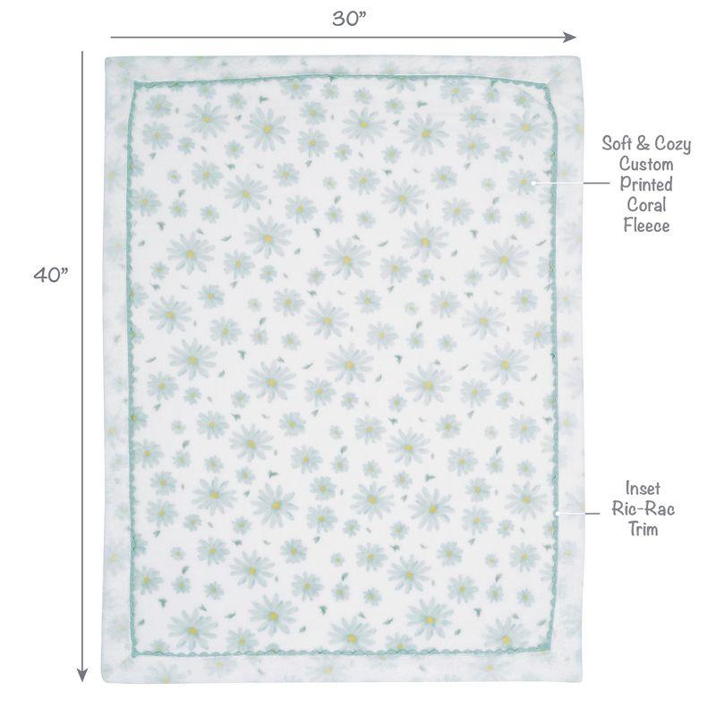 Lambs & Ivy Sweet Daisy White/Blue Floral Soft Luxury Fleece Baby Blanket