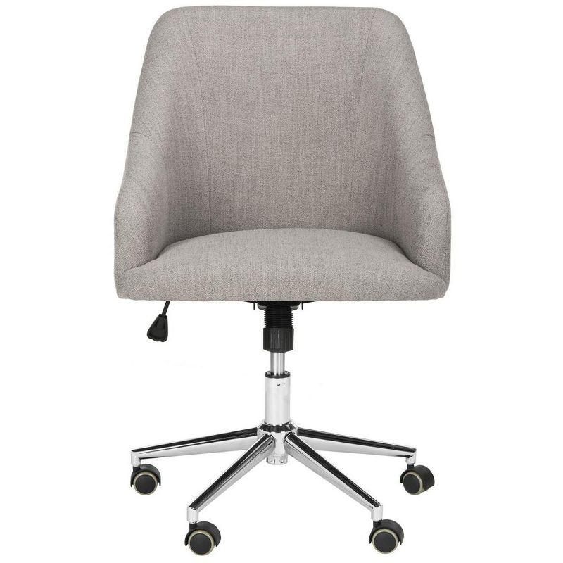 Transitional Gray Linen Swivel Office Chair with Chrome Legs