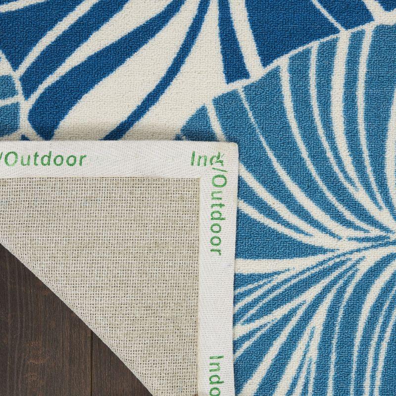 Tropical Blue Palm 4'x6' Easy-Care Synthetic Area Rug