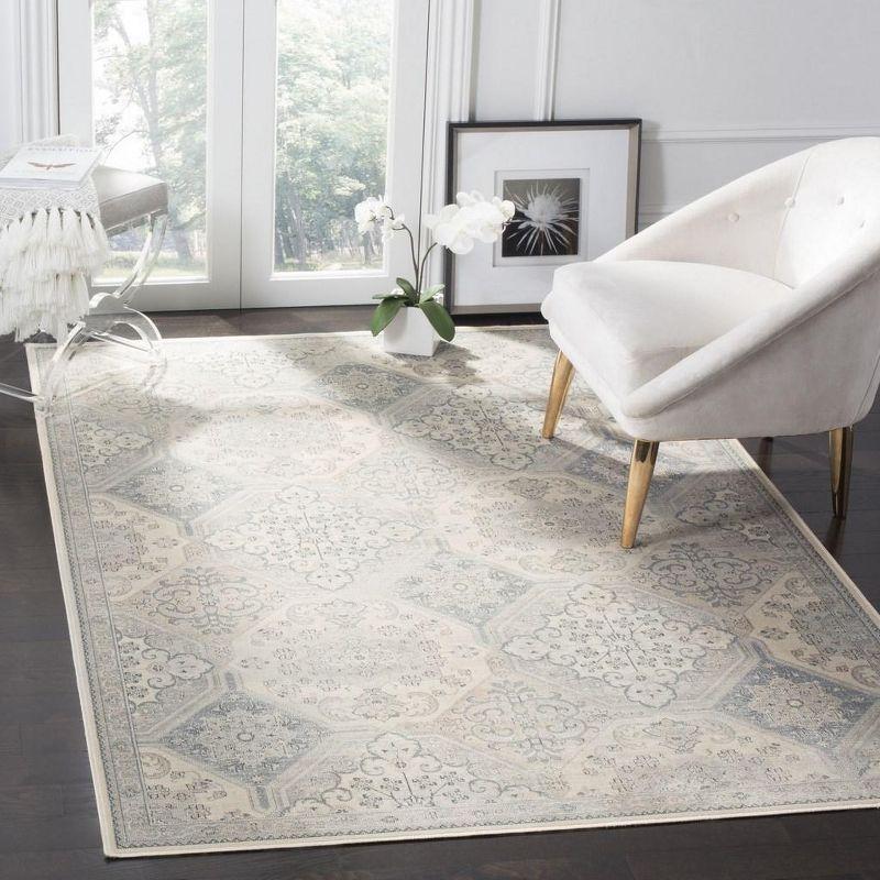Vintage VTG128 Power Loomed Indoor Skid-Resistant Area Rug - Cream/Blue - 4'x5'7" - Safavieh