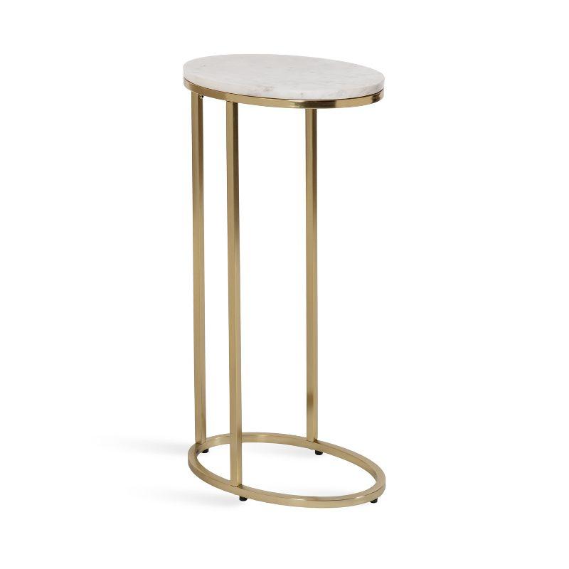 Gold Oval Marble Top C-Shaped Side Table