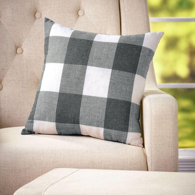 Gray Buffalo Check Polyester Indoor Throw Pillow