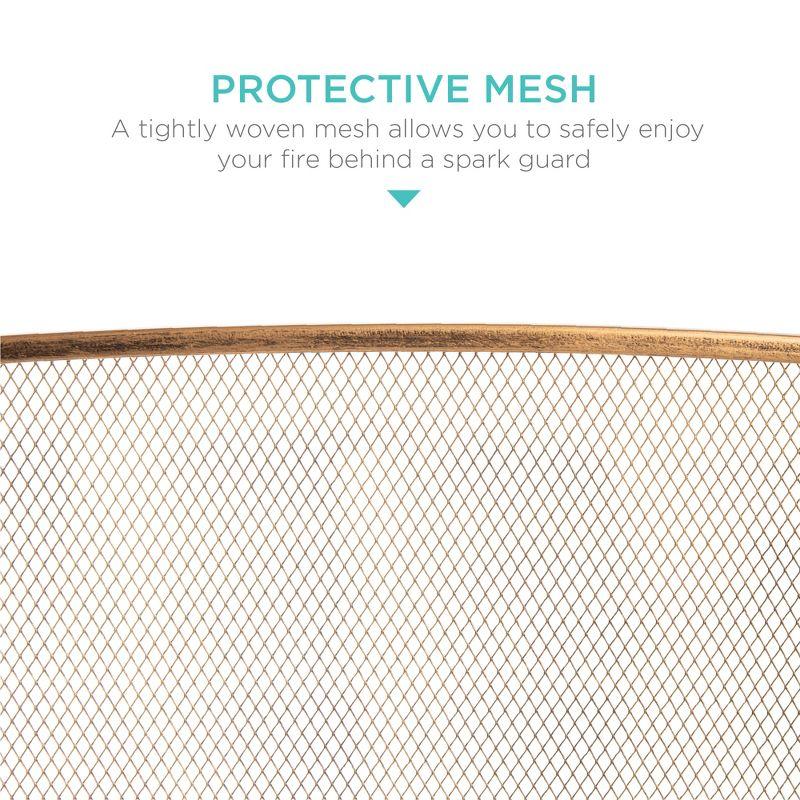 Best Choice Products 47.5x27.25in 3-Panel Steel Mesh Fireplace Screen, Spark Guard w/ Rustic Worn Finish - Antique Gold