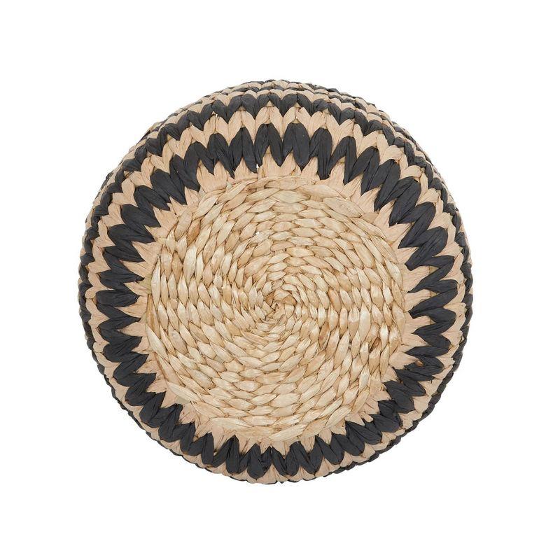 Household Essentials Set of 2 Flame Stitch Baskets Cattail and Paper Fibers: Handwoven Round Black Decorative Storage