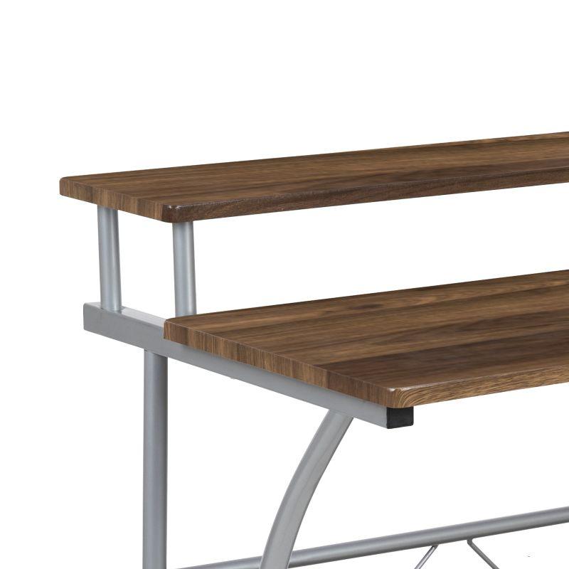 Flash Furniture Clifton Rustic Walnut Computer Desk with Top and Lower Storage Shelves