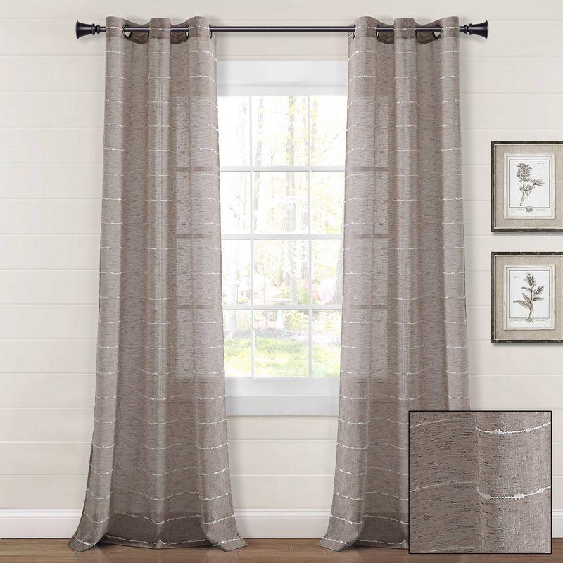 Farmhouse Textured Sheer Polyester Sheer Curtain Pair (Set of 2)