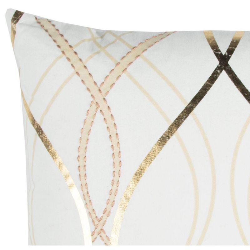 20"x20" Cotton Throw Pillow White - Rizzy Home: Geometric, Zipper Closure, Indoor Canvas