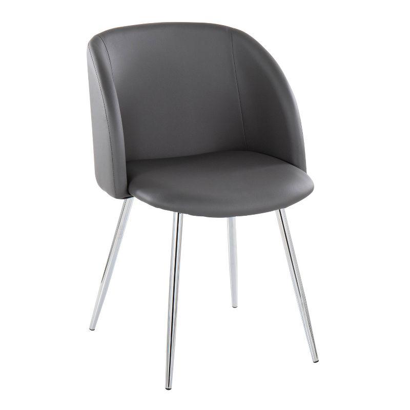 LumiSource Set of 2 Fran Dining Chairs Chrome/Gray: Upholstered, Metal Frame, Contemporary Style