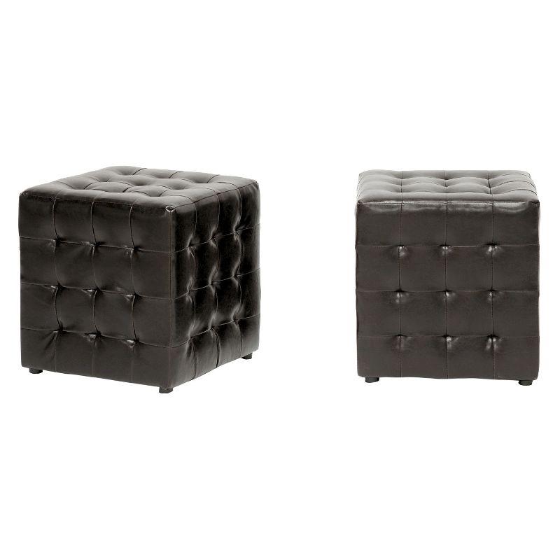 Set of 2 Siskal Modern Cube Ottoman Dark Brown - Baxton Studio