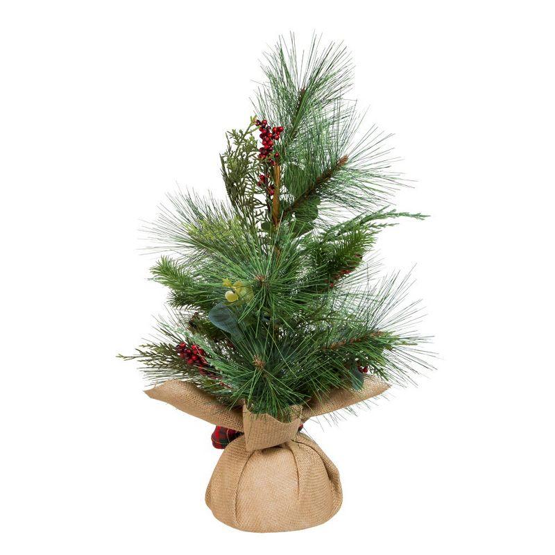 Kurt Adler 2-Foot Berries and Plaid Ribbon Green Tree