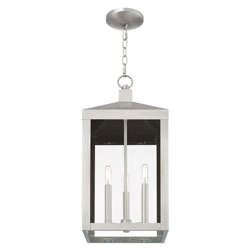 3 Light Outdoor Pendant Lantern with Clear Glass Shade