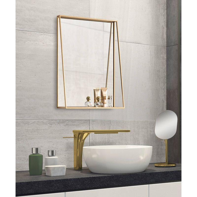 18" x 24" Lintz Functional Wall Mirror Gold - Kate & Laurel All Things Decor: Modern Rectangle, No Assembly Required