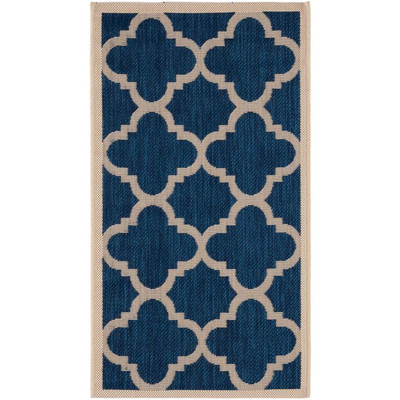 24" Chic Black Moroccan Tile Indoor/Outdoor Flatweave Rug