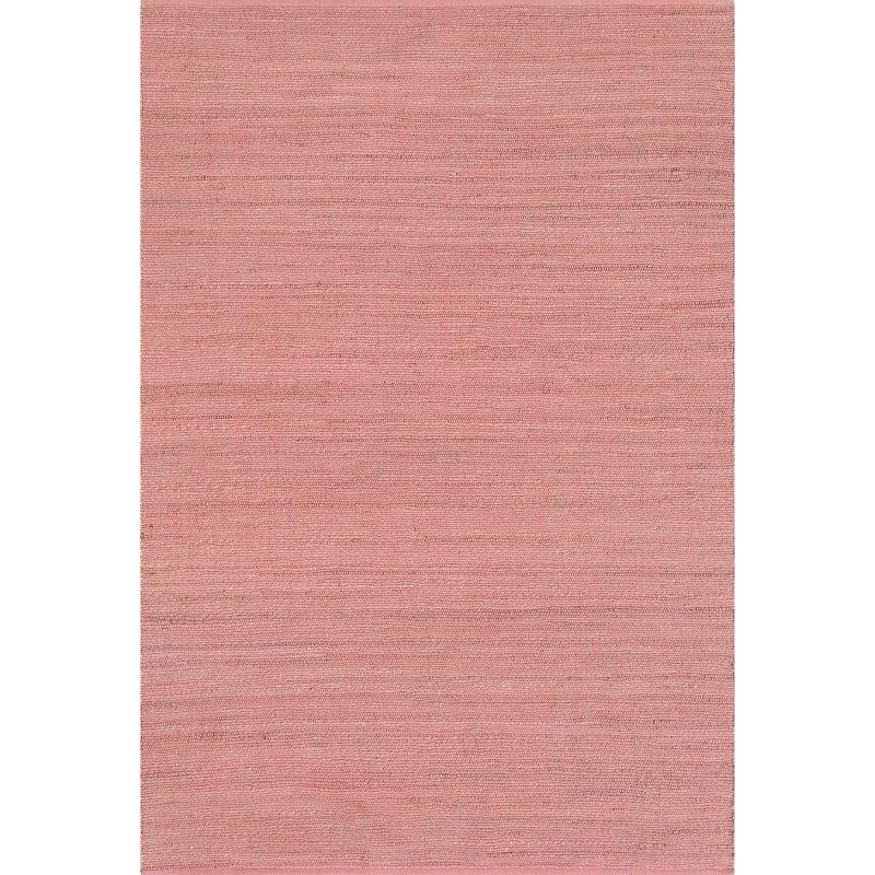 Nuloom 4x6 Elfriede Jute & Cotton Hand Woven Indoor Area Rug, Pink, Solid Rustic Farmhouse Style Natural Fiber Bedroom, Living Room,