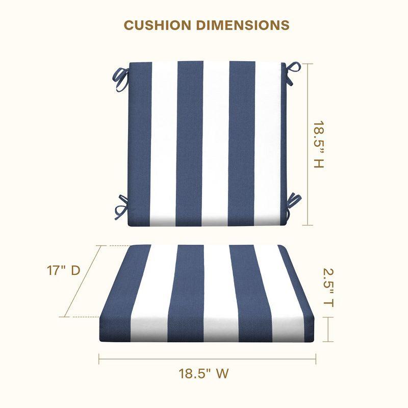 Honeycomb Outdoor Midback Dining Chair Cushion - Cabana Stripe Blue & White