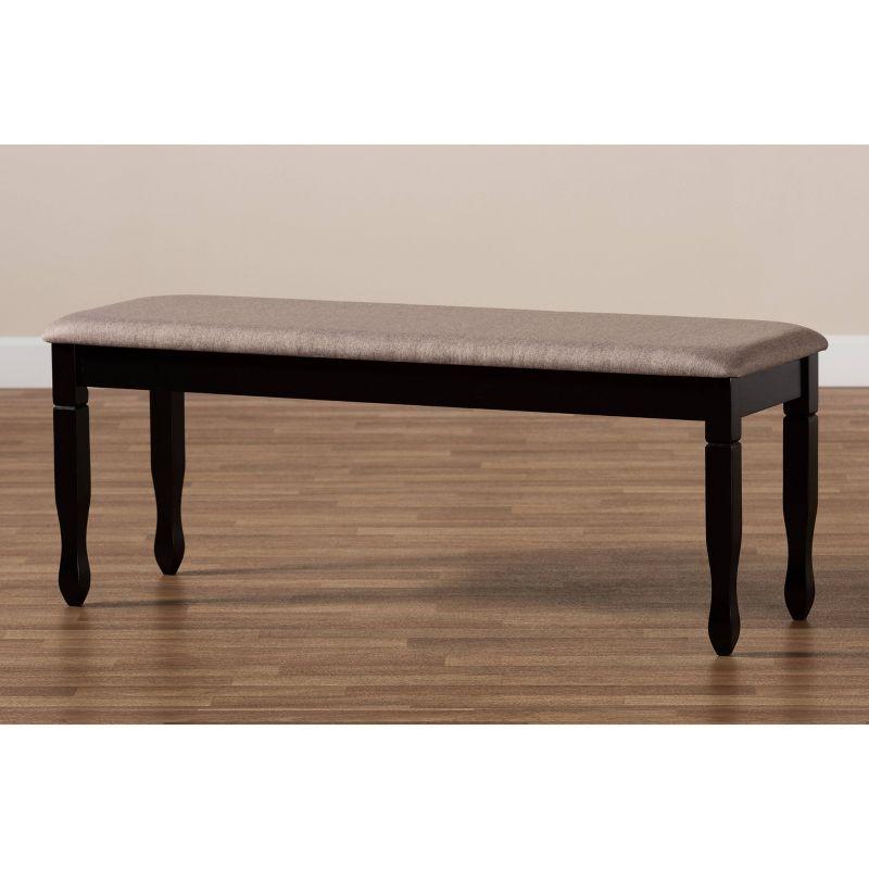 Corey Fabric Upholstered and Wood Dining Bench Dark Brown - Baxton Studio