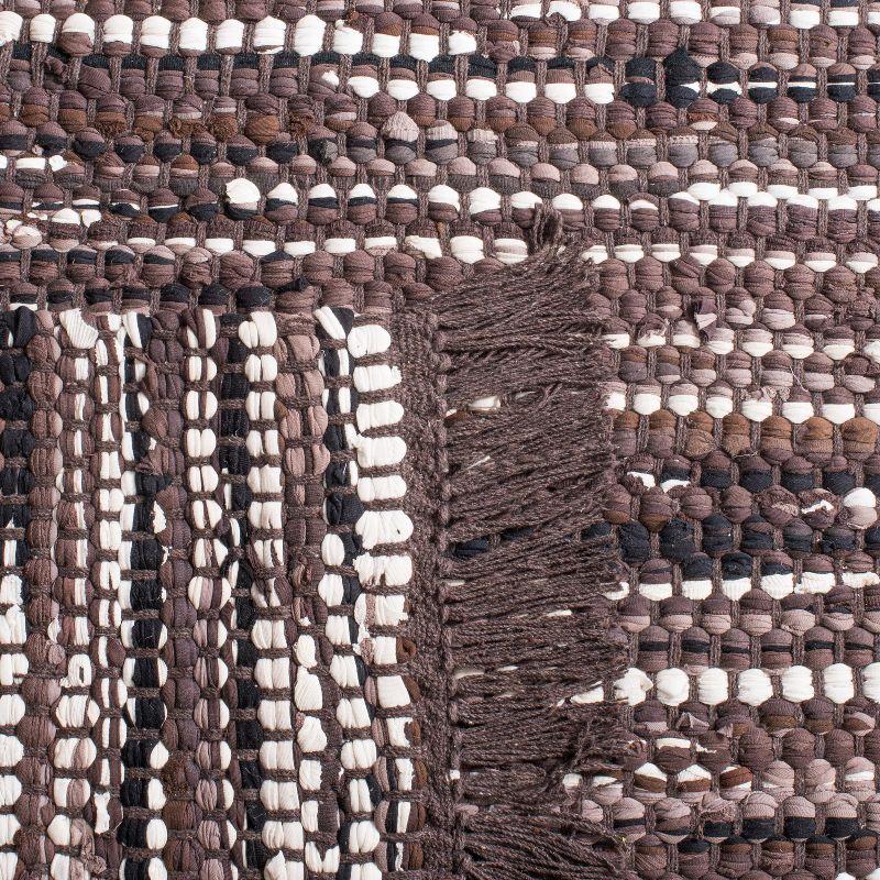 Montauk 6' Square Handwoven Brown and Ivory Cotton Rug