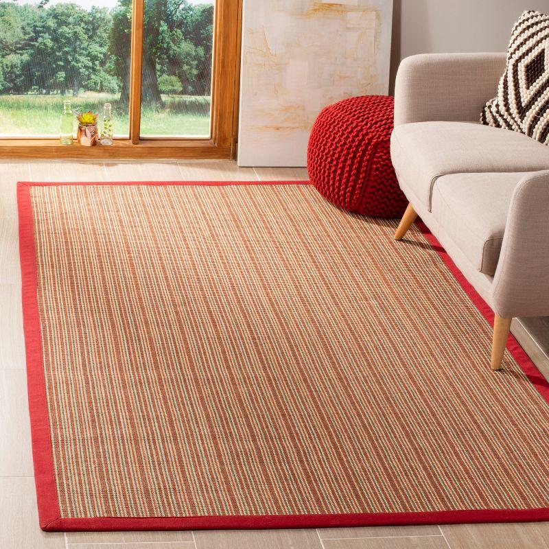 Coastal Charm Handmade Sisal & Jute 8' x 10' Red Stripe Area Rug