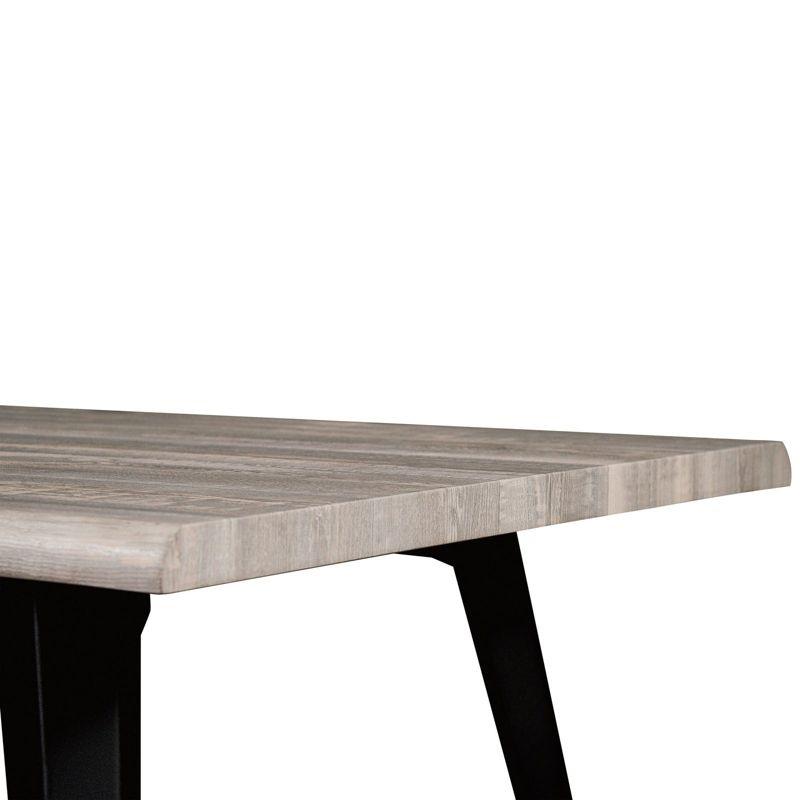 LeisureMod Ravenna Single Modern 63" Rectangular Dining Table with Wavy Edge Wood Top and Metal Legs