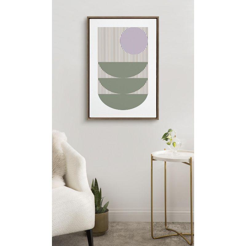 Kate and Laurel Sylvie Minimalist Shapes and Lines in Sage and Lilac Framed Canvas by Apricot and Birch, 23x33, Gold