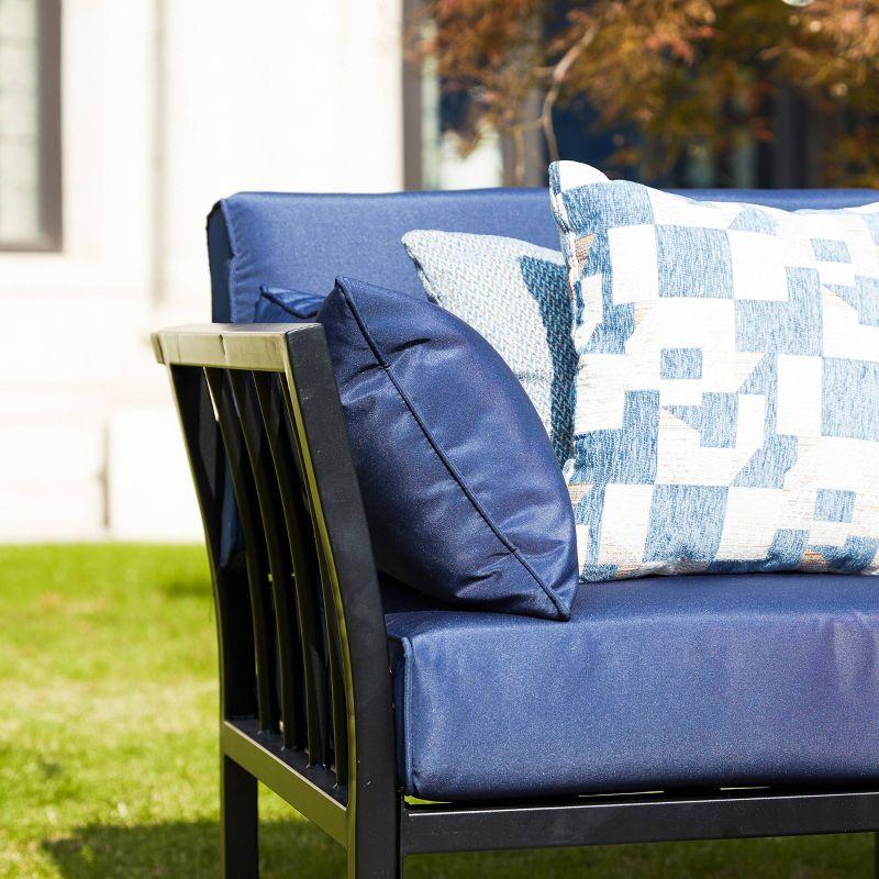 2pc Outdoor Steel Corner Sectional Seat with Cushions Blue - Patio Festival: Metal Frame, UV & Weather-Resistant
