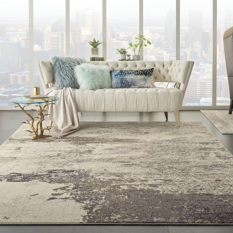 Nourison Celestial CES02 6'7" x 9'7" Ivory/Grey Area Rug