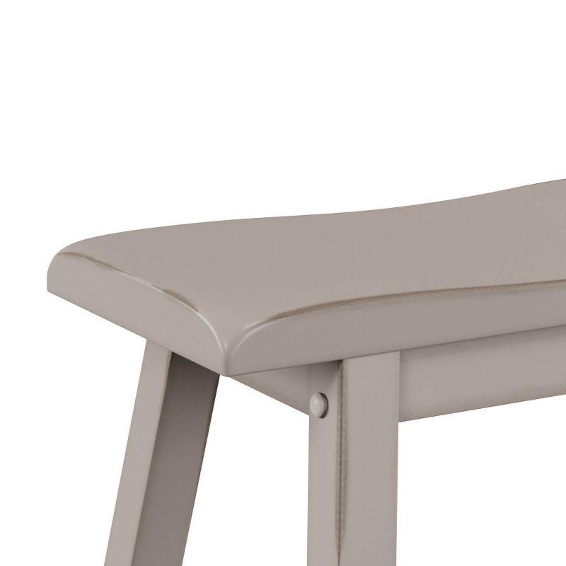 Distressed Gray Wood Backless Saddle Counter Stool