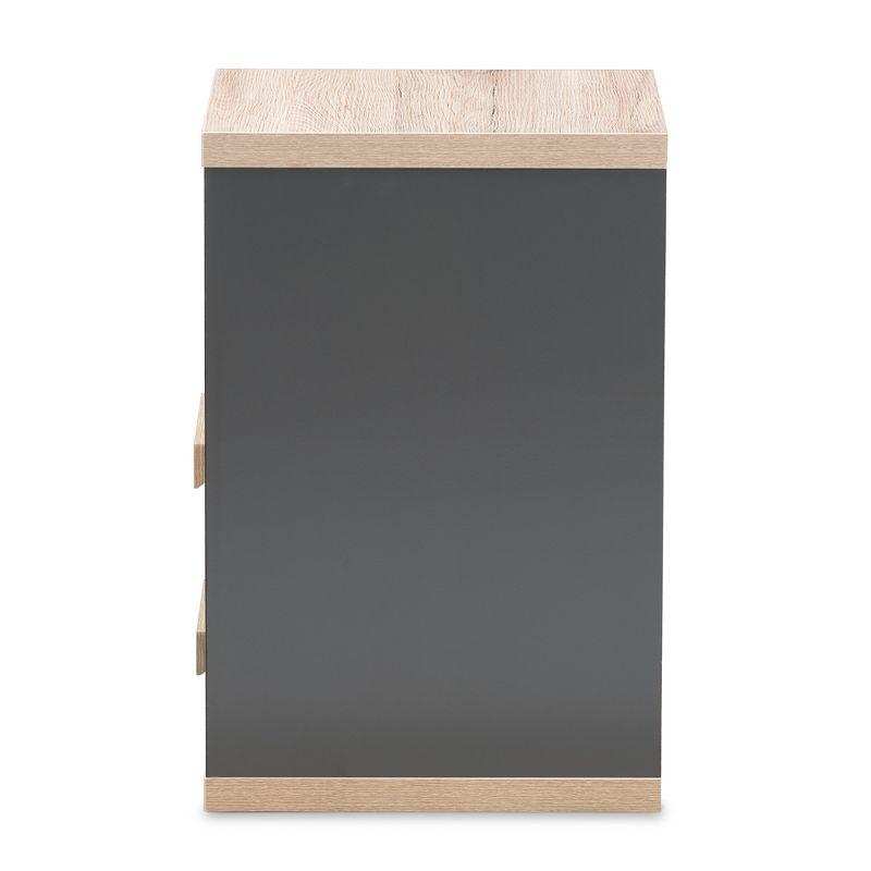 Pandora Modern and Contemporary Two-Tone 2 Drawer Nightstand Dark Gray - Baxton Studio: Bedside Table with Storage, MDF Wood