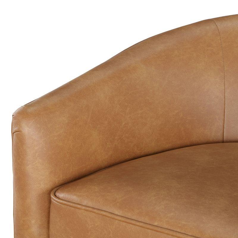 Comfort Pointe Irving Faux Leather Wood Base Barrel Swivel Accent Chair