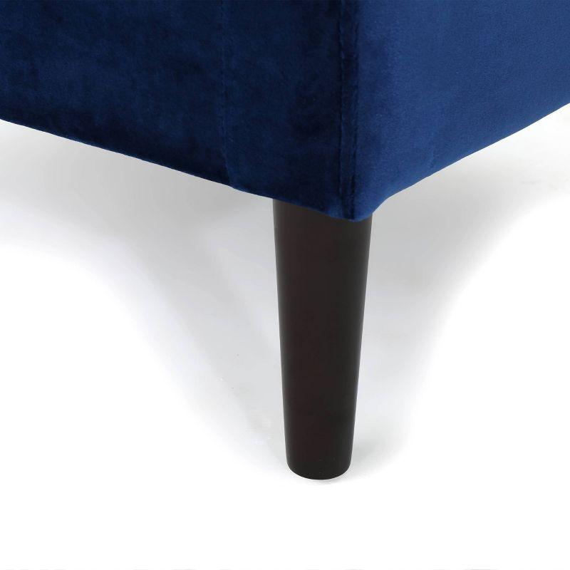 Kimiko Tufted Ottoman Navy - Christopher Knight Home: Modern Velvet Footstool, Wood Frame, Spot Clean