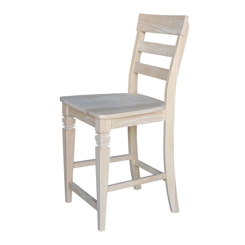 23.62" Java Counter Height Barstool Unfinished - International Concepts: Solid Wood, Ladder-Back