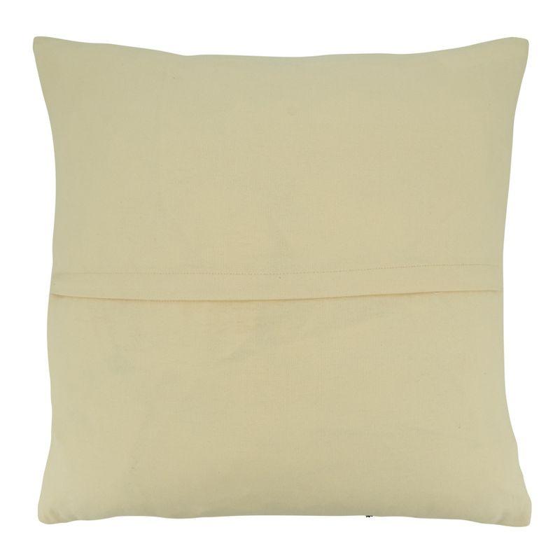 Beige Cotton Throw Pillow with Stitch Line Design, 20"