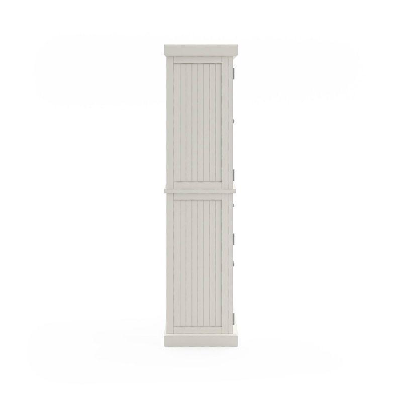 Nantucket Pantry Off White - Homestyles: Coastal Style Storage, 4-Door Hardwood Cabinet with Adjustable Shelves