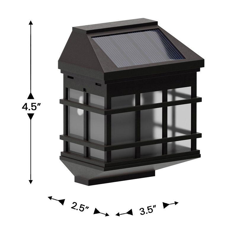 Black Square LED Solar Wall Mount Lights, 6-Pack