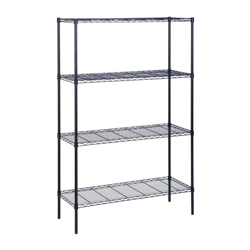 Honey-Can-Do 4 Tier Shelving Unit Black: Steel Wire Shelving, Adjustable Commercial Storage, 350 lb Capacity, 72" Height