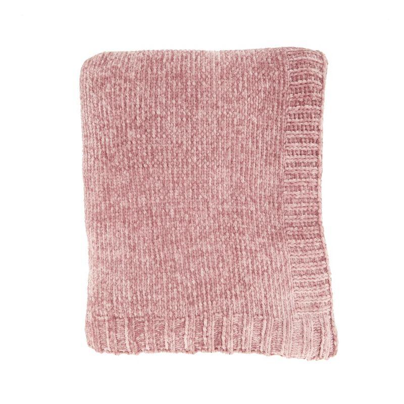 Pink Chenille Knit Throw Blanket 50" x 60"