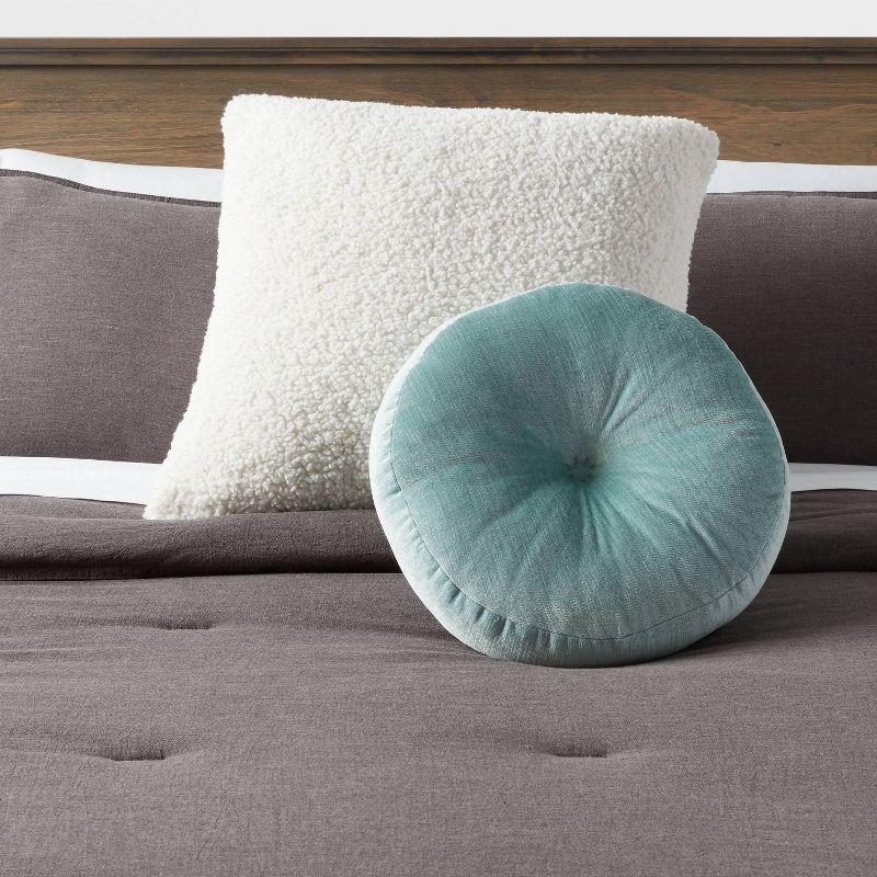 Euro Traditional Cozy Faux Shearling Fur Decorative Throw Pillow Cream - Threshold™: Indoor Square Cushion, OEKO-TEX Certified