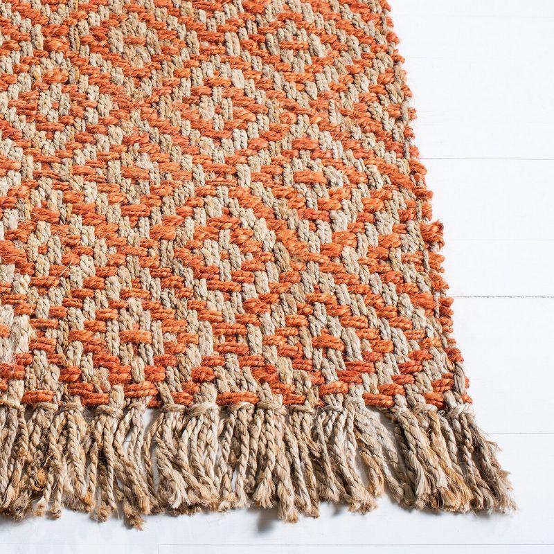 Handmade Orange and Natural Jute Area Rug 4' x 6'