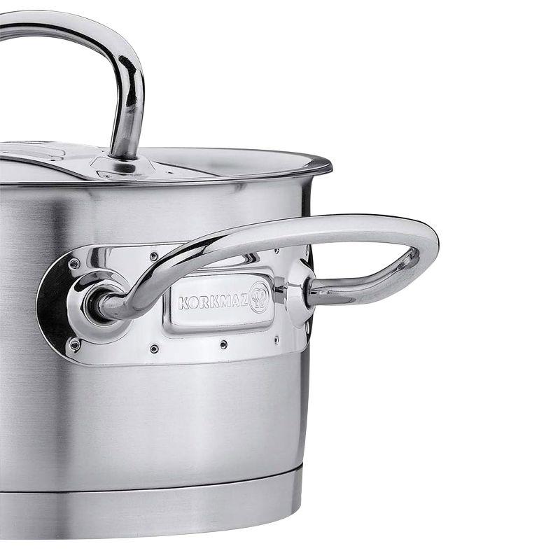 Korkmaz Proline Professional Series 4.5 Liter Stainless Steel Low Casserole with Lid in Silver