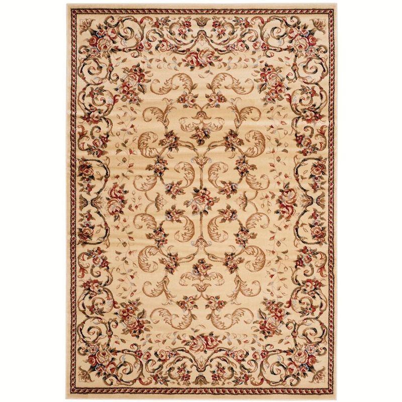 Ivory Floral Vines Medium Pile Area Rug