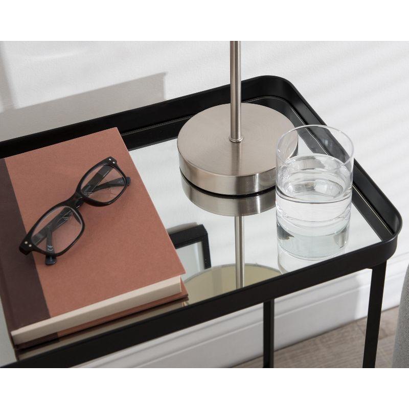 Kate and Laurel Celia Rectangle Metal Side Table, 18x12x26, Black