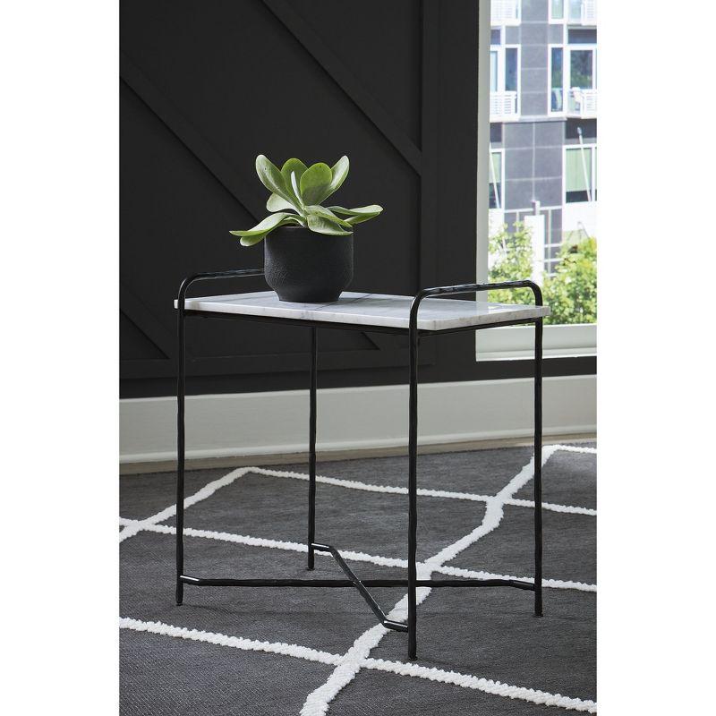 Signature Design by Ashley Ashber Marble Top Accent Table, White & Black