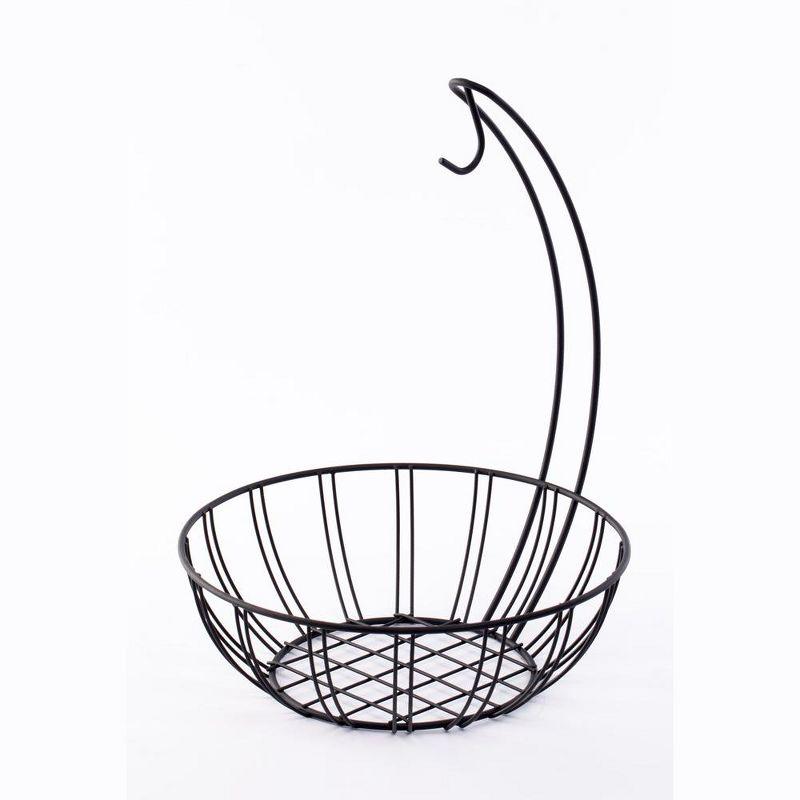 Round Black Metal Fruit Basket with Banana Hanger