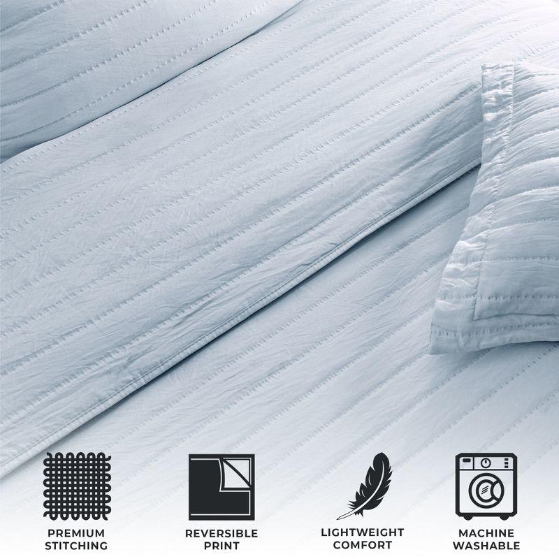 FreshFolds Solid Stitched Microfiber Quilt Set with Shams