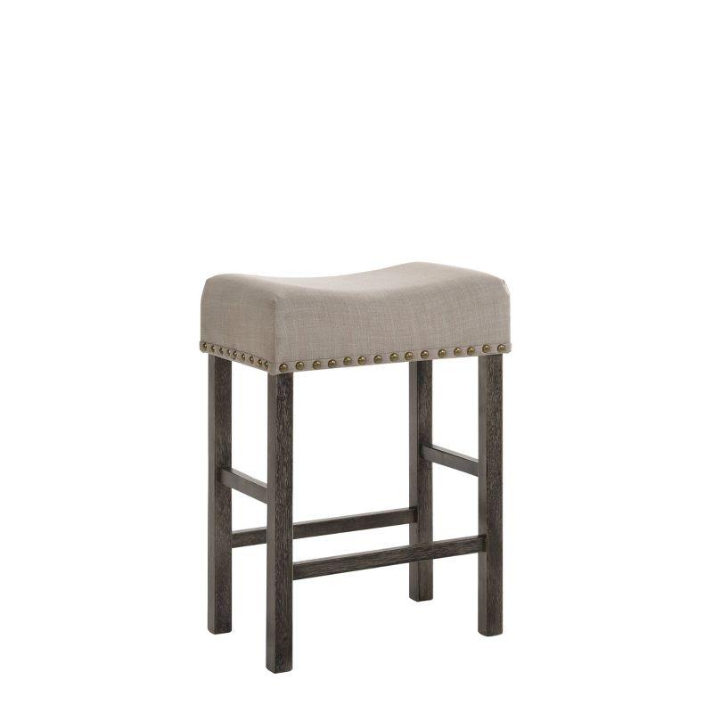 Gray Wood Backless Saddle Counter Height Stool