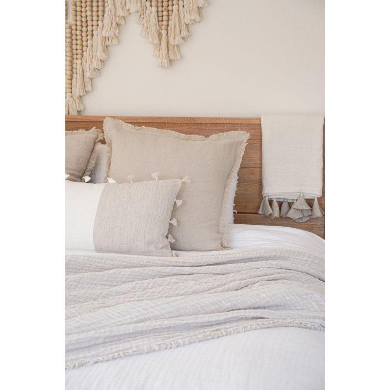 Anaya Fringed Linen Reversible Throw Pillow