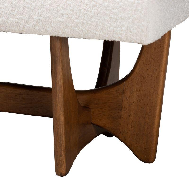 Baxton Studio Theo Japandi Cream Boucle Fabric and Walnut Brown Finished Wood Bench