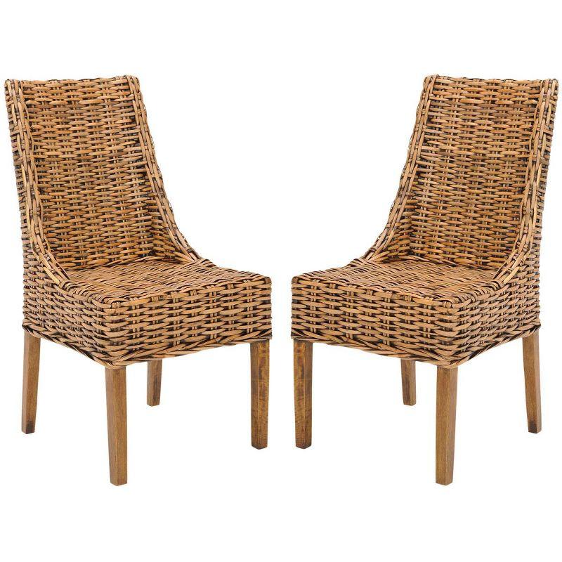 Suncoast 18''H Rattan Arm Chair (Set Of 2) - Brown/Teak Brown - Safavieh