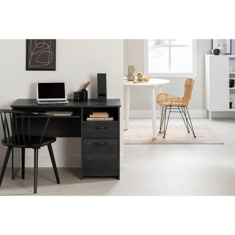 Gray Oak Farmhouse-Style Computer Desk with Ergonomic Design and Storage